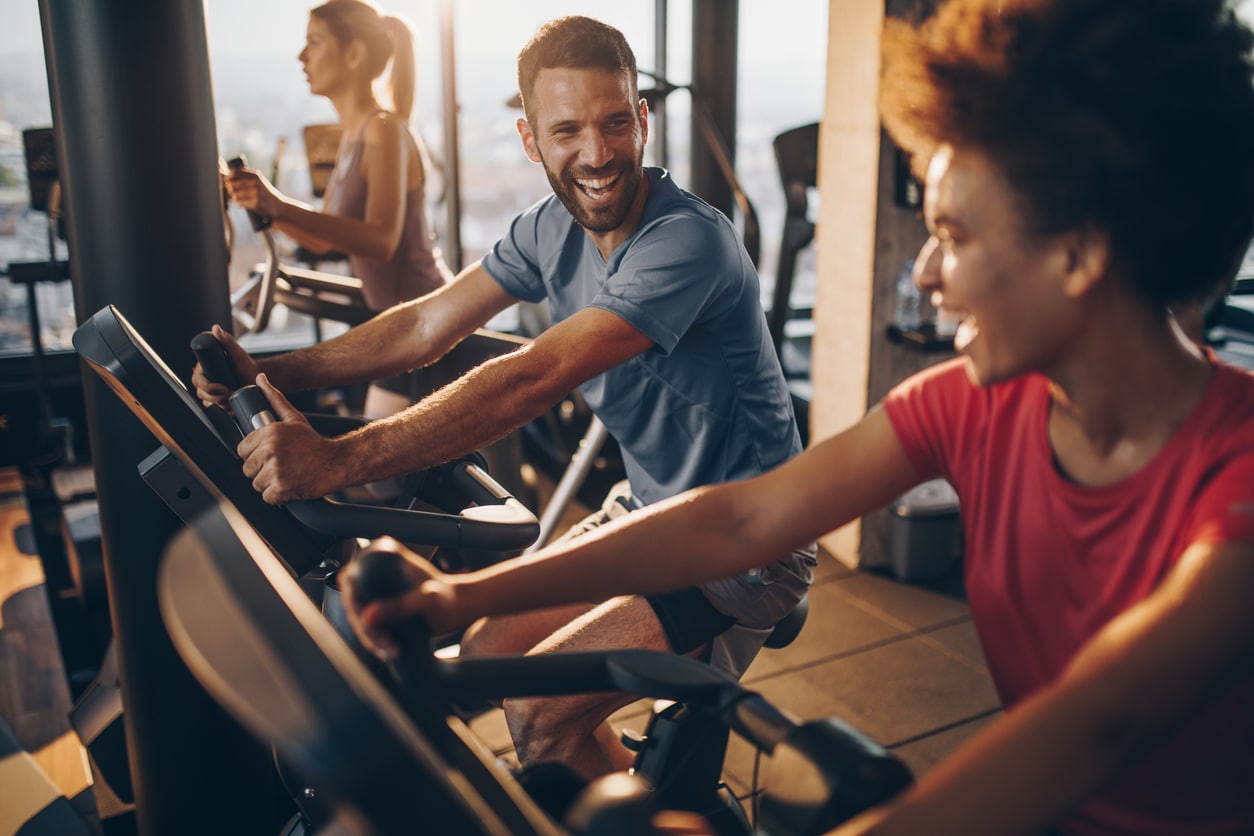 Friends exercise together